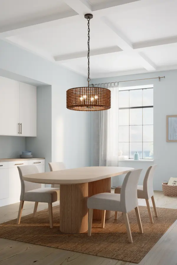 Beaudelle 26" 4-Light Pendant with Dark Brown Wood Beads - Image 4