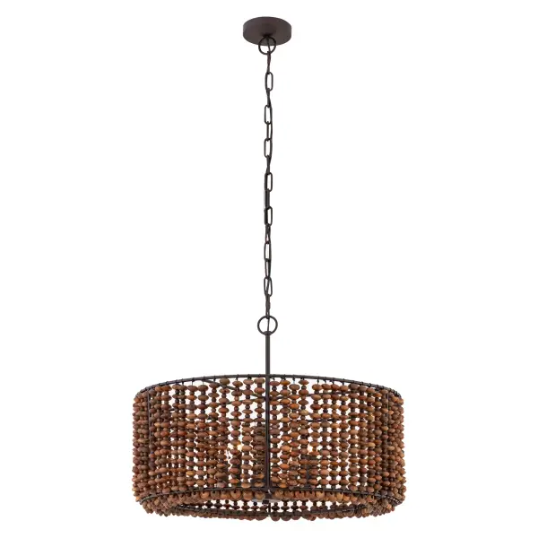 Beaudelle 26" 4-Light Pendant with Dark Brown Wood Beads - Image 8