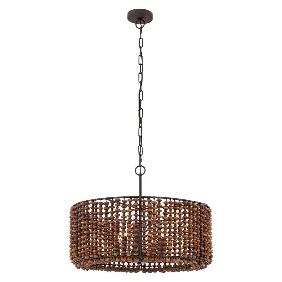 Beaudelle 26" 4-Light Pendant with Dark Brown Wood Beads - Image 8