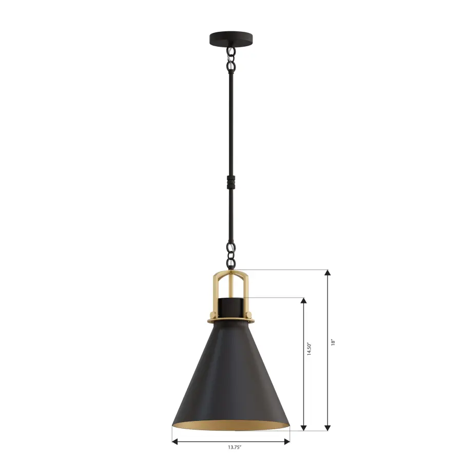 Fenric 13.75" 1-Light Pendant in Dark Bronze and Legacy Brass - Image 3