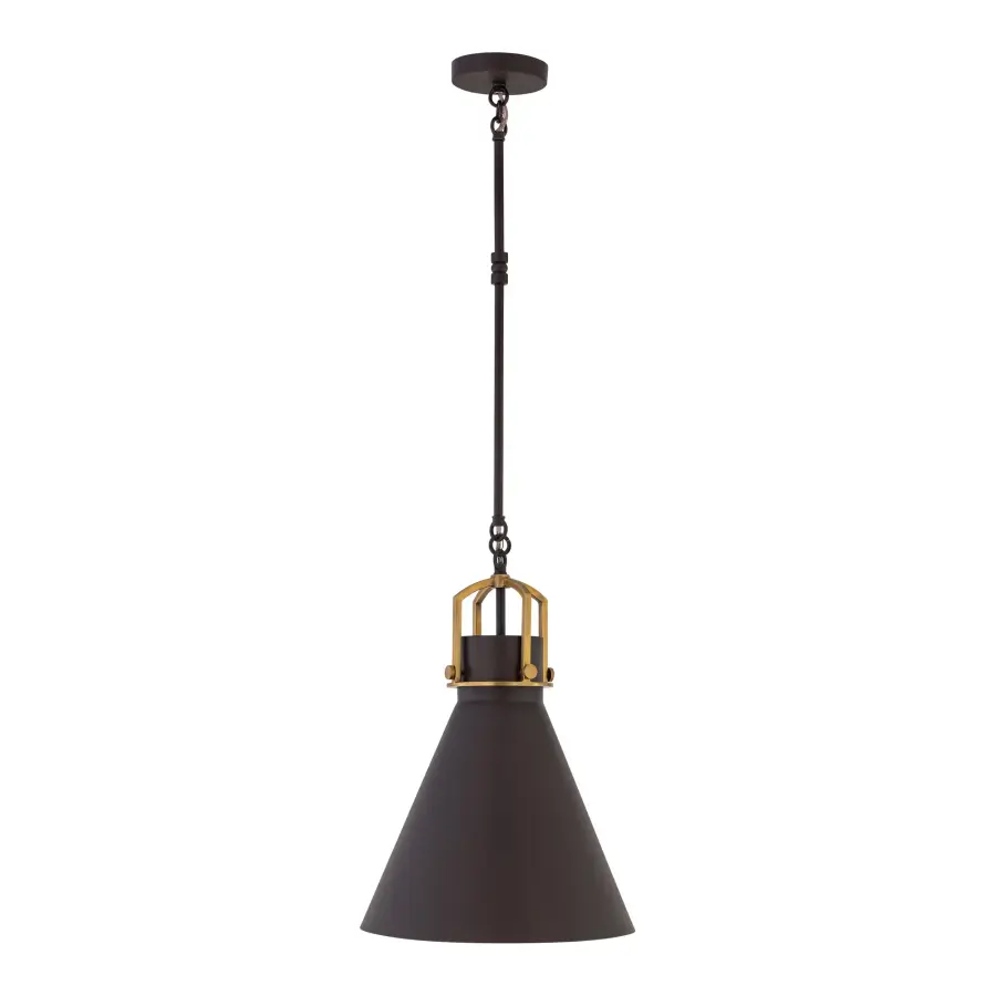 Fenric 13.75" 1-Light Pendant in Dark Bronze and Legacy Brass - Image 10