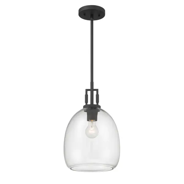 1-Light Mini Pendant - Dark Matte Black with Clear Glass