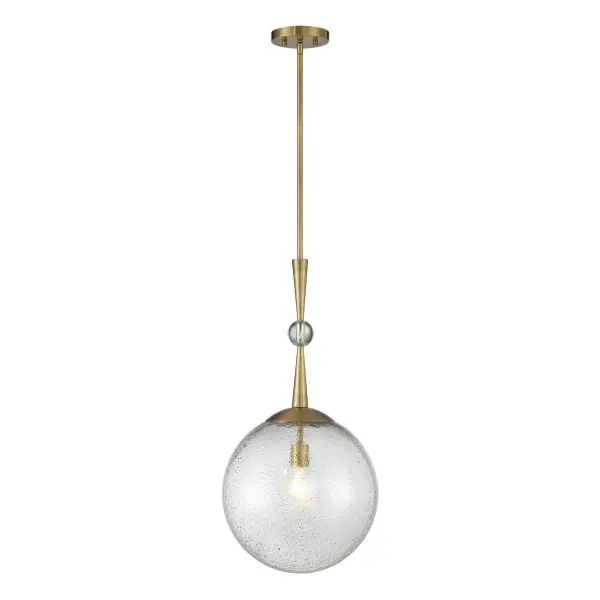 The Populuxe pendant combines unique volcanic glass with oxidized aged brass for a sophisticated modern statement. Its 27.5-inch drop and 13.75-inch width make it ideal for kitchen islands and dining areas.