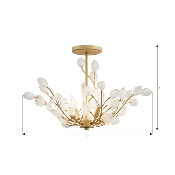 Ramus 22" 4-Light Semi-Flush Mount in Legacy Brass - Image 4