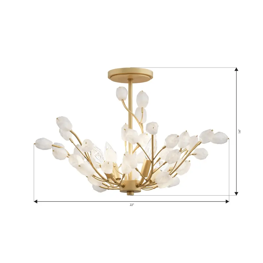 Ramus 22" 4-Light Semi-Flush Mount in Legacy Brass - Image 4