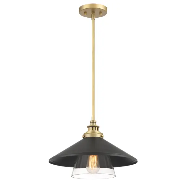 The Segan mini pendant combines contemporary design with industrial charm through its coal black and soft brass finish. At 15 inches wide, it provides focused task lighting perfect for kitchen islands and dining areas.