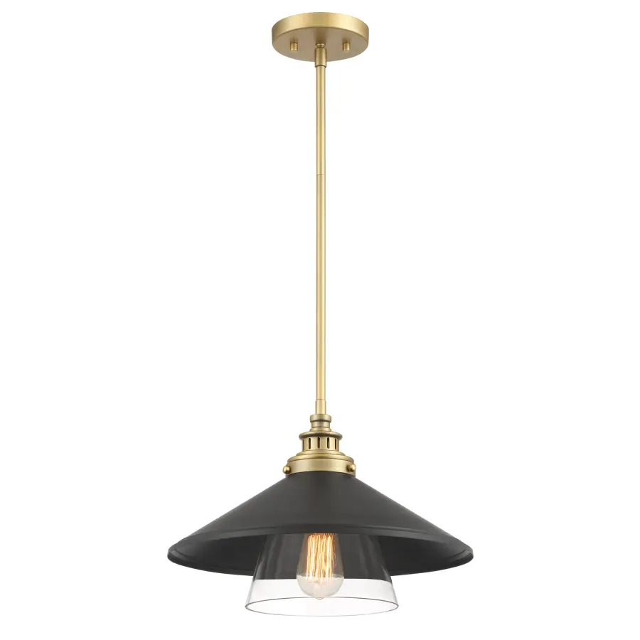 Segan 15" Mini Pendant in Coal and Soft Brass - Image 1