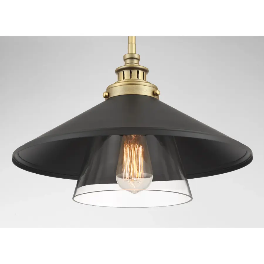 Segan 15" Mini Pendant in Coal and Soft Brass - Image 2