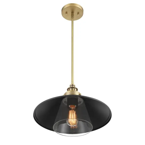 Segan 15" Mini Pendant in Coal and Soft Brass - Image 3