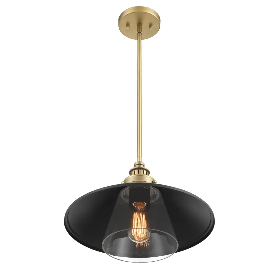 Segan 15" Mini Pendant in Coal and Soft Brass - Image 3