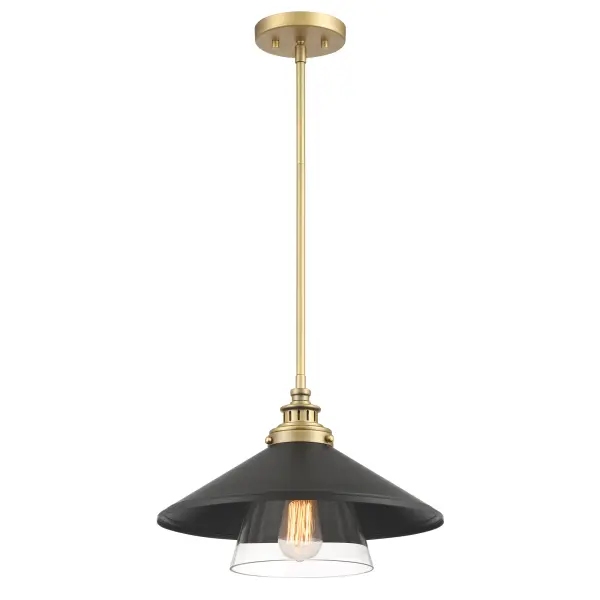 Segan 15" Mini Pendant in Coal and Soft Brass - Image 4