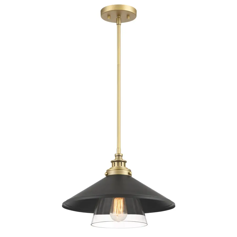 Segan 15" Mini Pendant in Coal and Soft Brass - Image 4