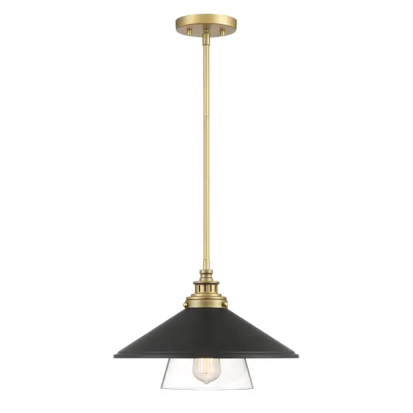 Segan 15" Mini Pendant in Coal and Soft Brass - Image 5
