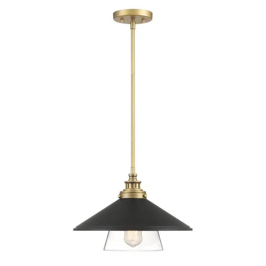 Segan 15" Mini Pendant in Coal and Soft Brass - Image 5