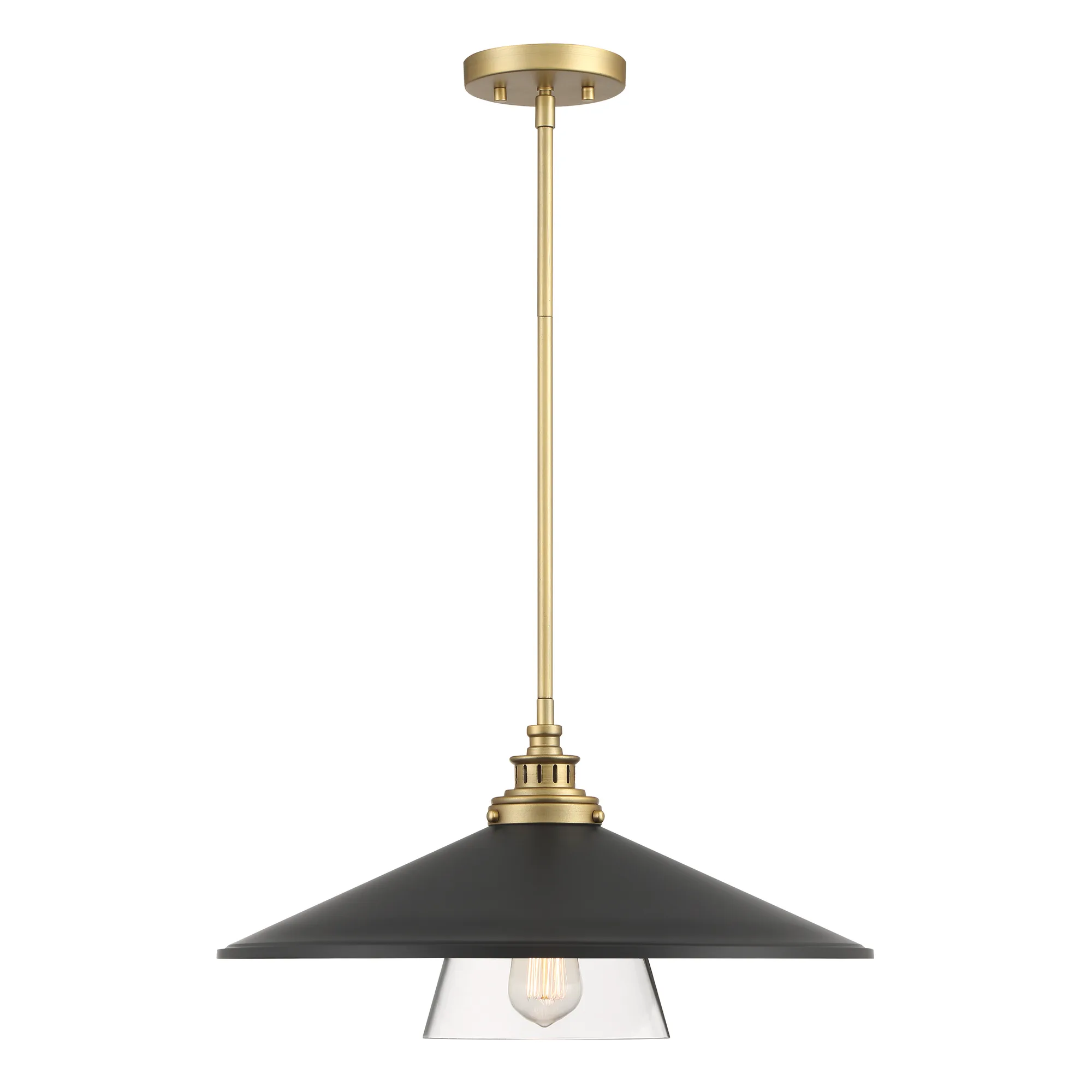 Segan 20" Mini Pendant in Coal and Soft Brass
