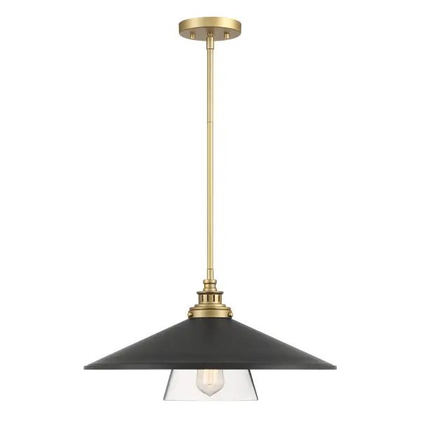 The Segan pendant combines contemporary design with industrial edge through its dramatic 20-inch coal metal shade accented with soft brass details. Perfect for making a statement over kitchen islands or dining tables.