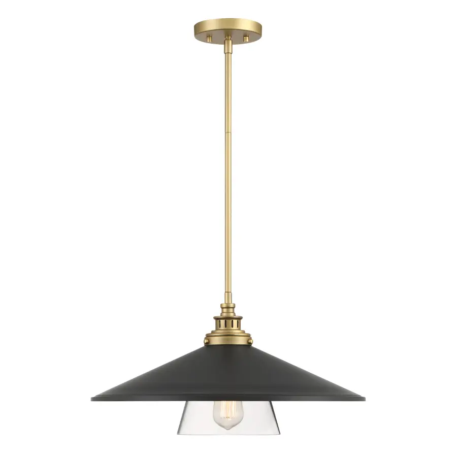 Segan 20" Mini Pendant in Coal and Soft Brass - Image 1