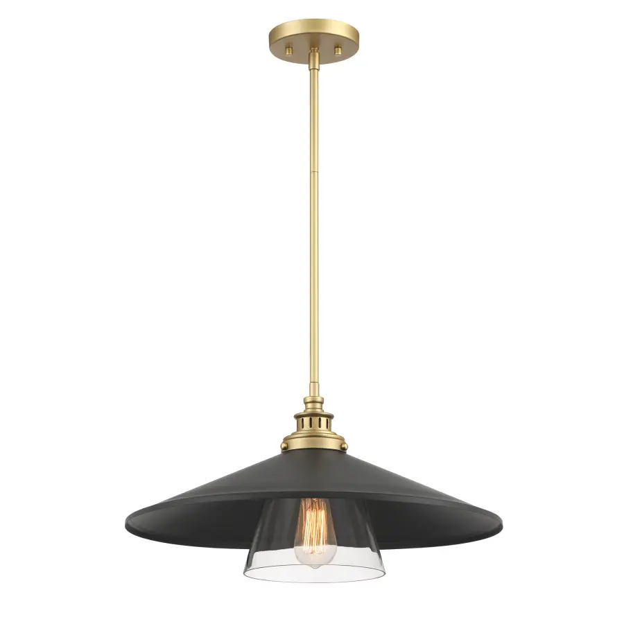 Segan 20" Mini Pendant in Coal and Soft Brass - Image 3