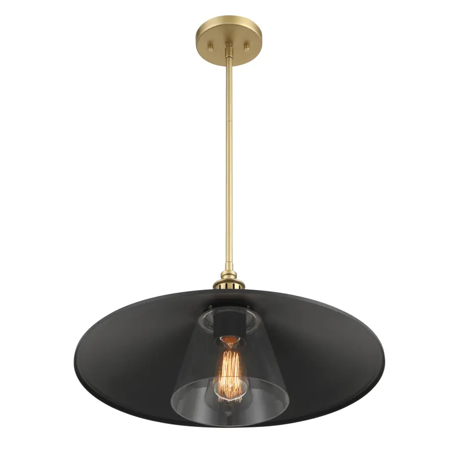 Segan 20" Mini Pendant in Coal and Soft Brass - Image 4