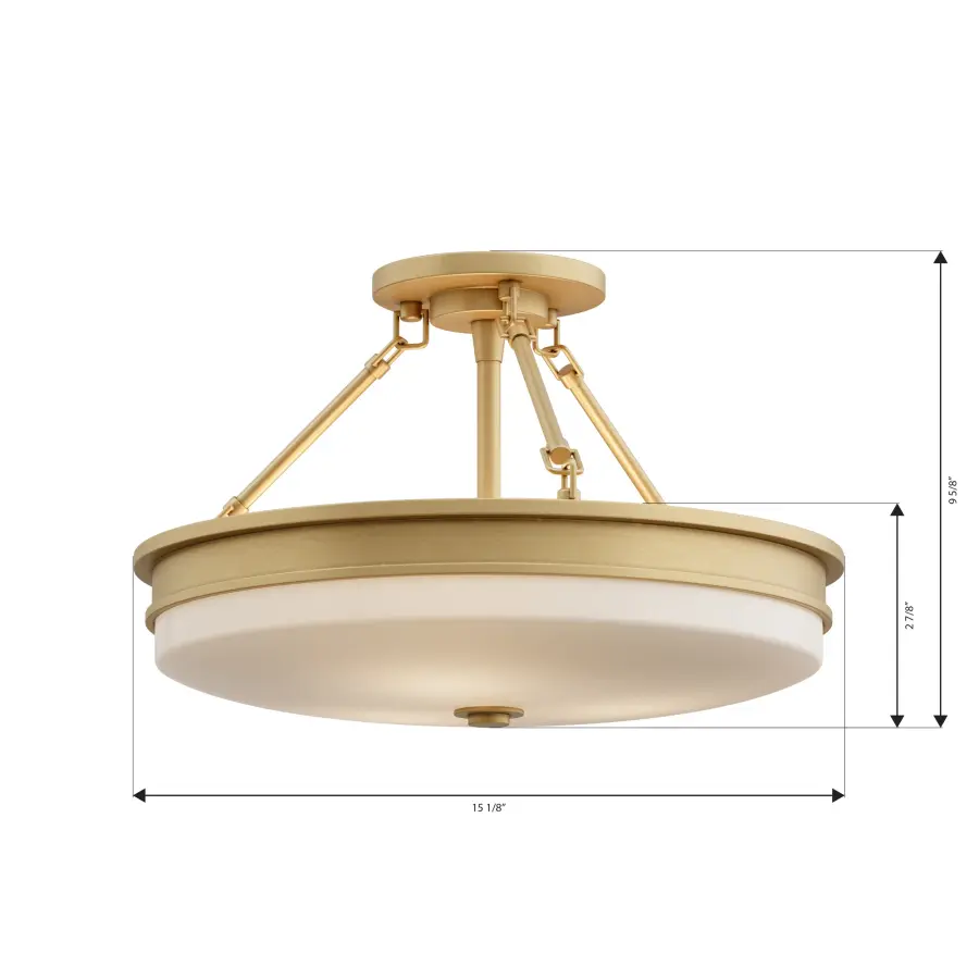 Halora 15.25" 3-Light Semi-Flush Mount in Legacy Brass - Image 2