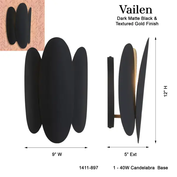 Vailen 12" Wall Sconce - Image 3