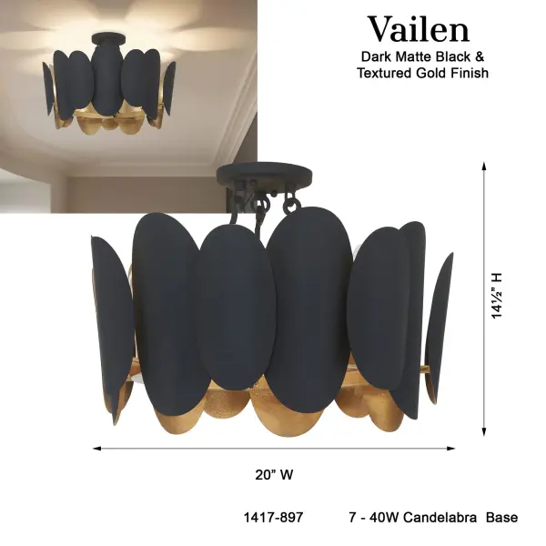 Vailen 20" 7-Light Semi Flush Mount - Image 4