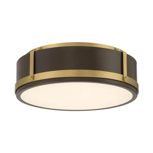 5CCT LED Flush Mount - Legacy Brass and Dark Bronze with Etched Opal Glass
