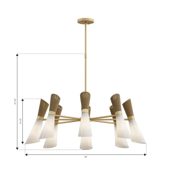 Vantrel 36" 8-Light Chandelier in Legacy Brass - Image 4