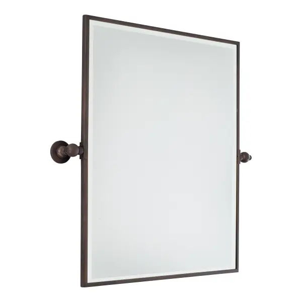 This substantial rectangle pivoting mirror combines transitional styling with practical functionality. The dark brushed bronze finish adds warmth and sophistication to any space while the pivoting mechanism allows for customizable viewing angles.