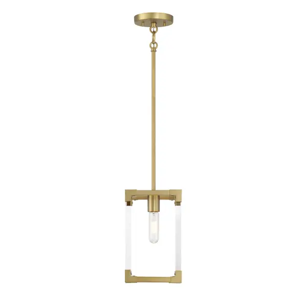 Oro District 1-Light Mini Pendant in Soft Brass - Image 1