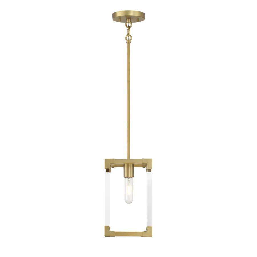 Oro District 1-Light Mini Pendant in Soft Brass - Image 1