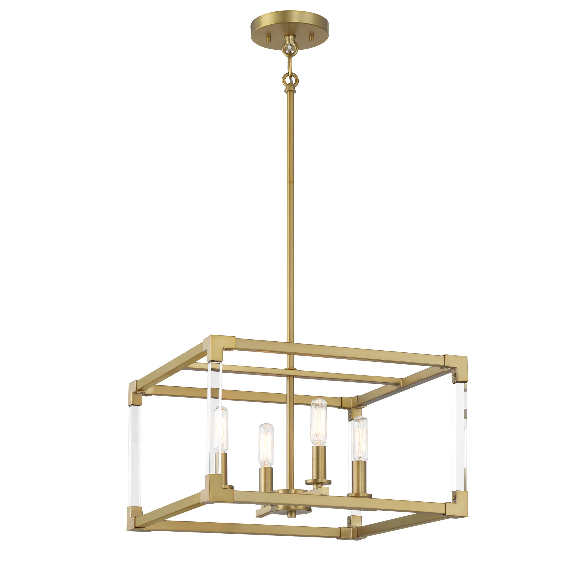 Oro District 4-Light Pendant in Soft Brass