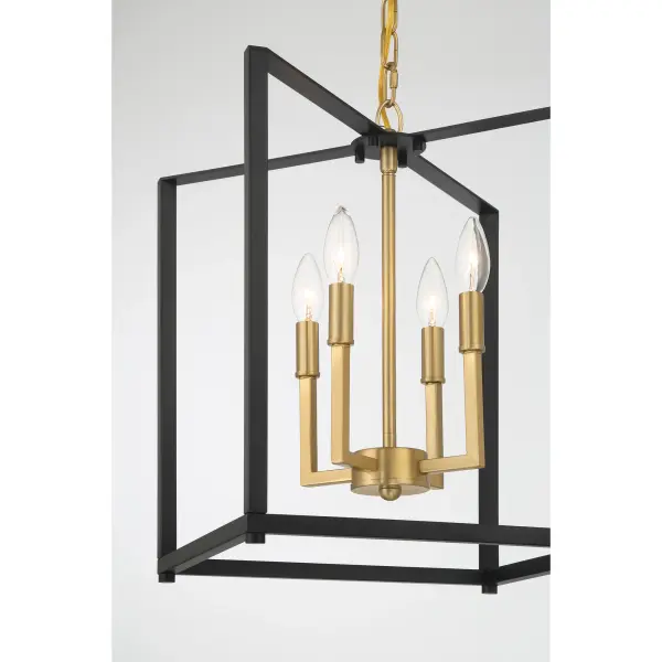 Colwick 4-Light Pendant in Coal Black & Signature Brass - Image 2