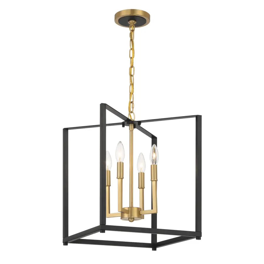 Colwick 4-Light Pendant in Coal Black & Signature Brass - Image 3