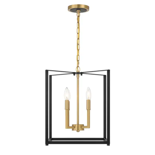 Colwick 4-Light Pendant in Coal Black & Signature Brass - Image 4