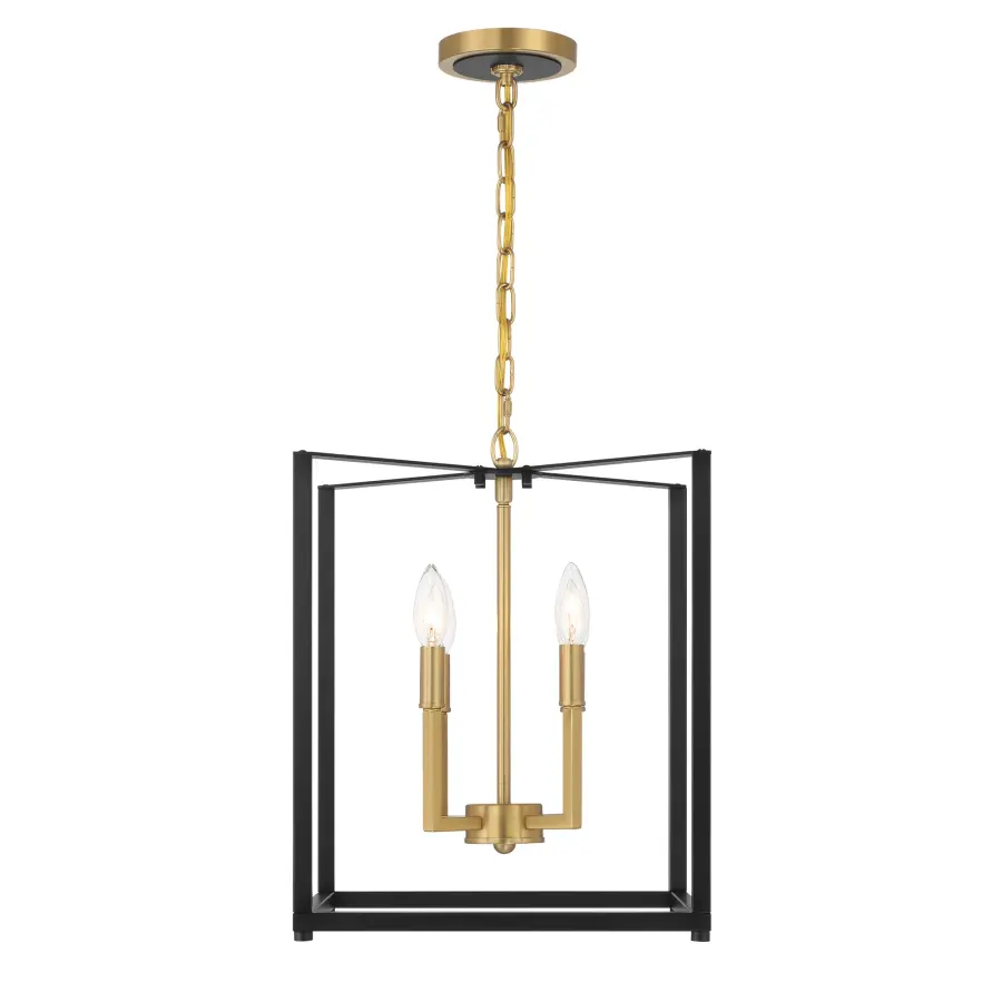 Colwick 4-Light Pendant in Coal Black & Signature Brass - Image 4