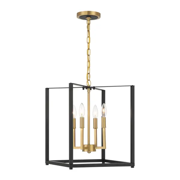 Colwick 4-Light Pendant in Coal Black & Signature Brass - Image 5