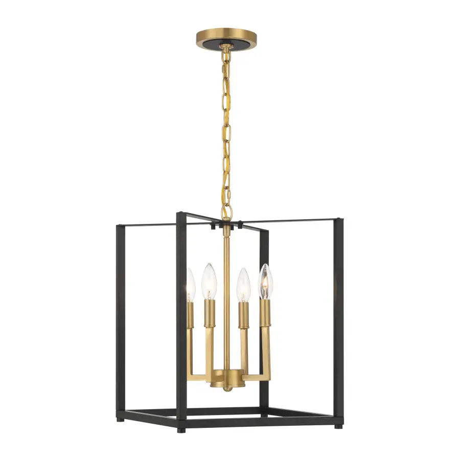 Colwick 4-Light Pendant in Coal Black & Signature Brass - Image 5