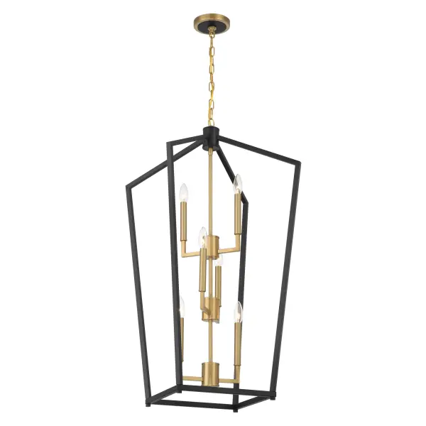 Colwick 6-Light Pendant in Coal Black & Signature Brass - Image 1