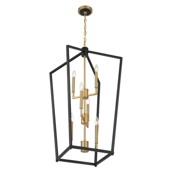Colwick 6-Light Pendant in Coal Black & Signature Brass - Image 4