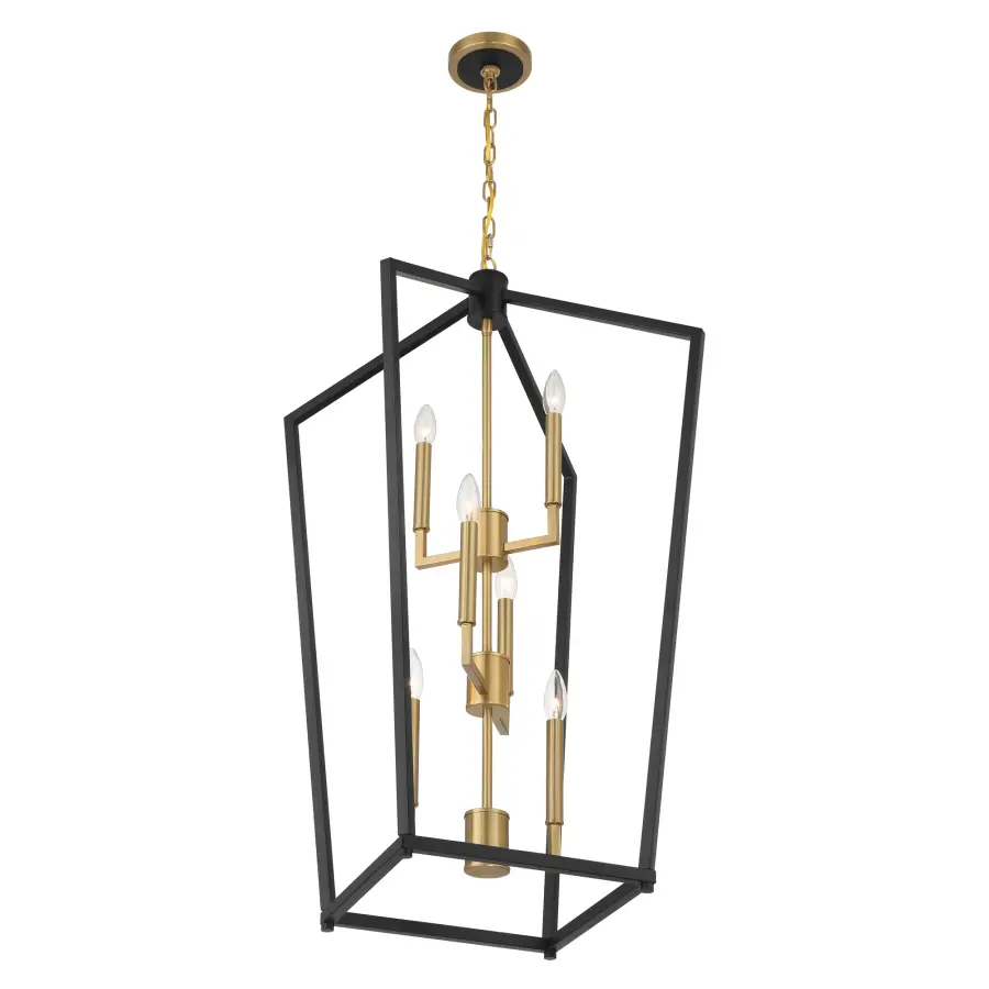 Colwick 6-Light Pendant in Coal Black & Signature Brass - Image 4