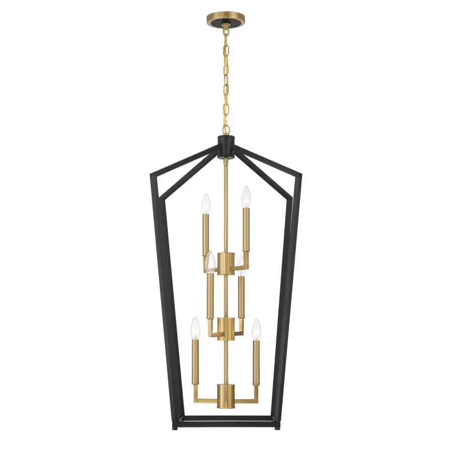 Colwick 6-Light Pendant in Coal Black & Signature Brass - Image 5