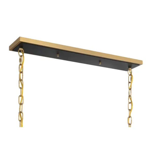 The Colwick 6-Light Island Chandelier combines industrial-modern aesthetics with sophisticated mixed metal finishes. Its 48-inch linear profile makes it perfect for kitchen islands and dining tables, while the coal black and brass combination adds warmth and visual interest to contemporary spaces. - alternate view