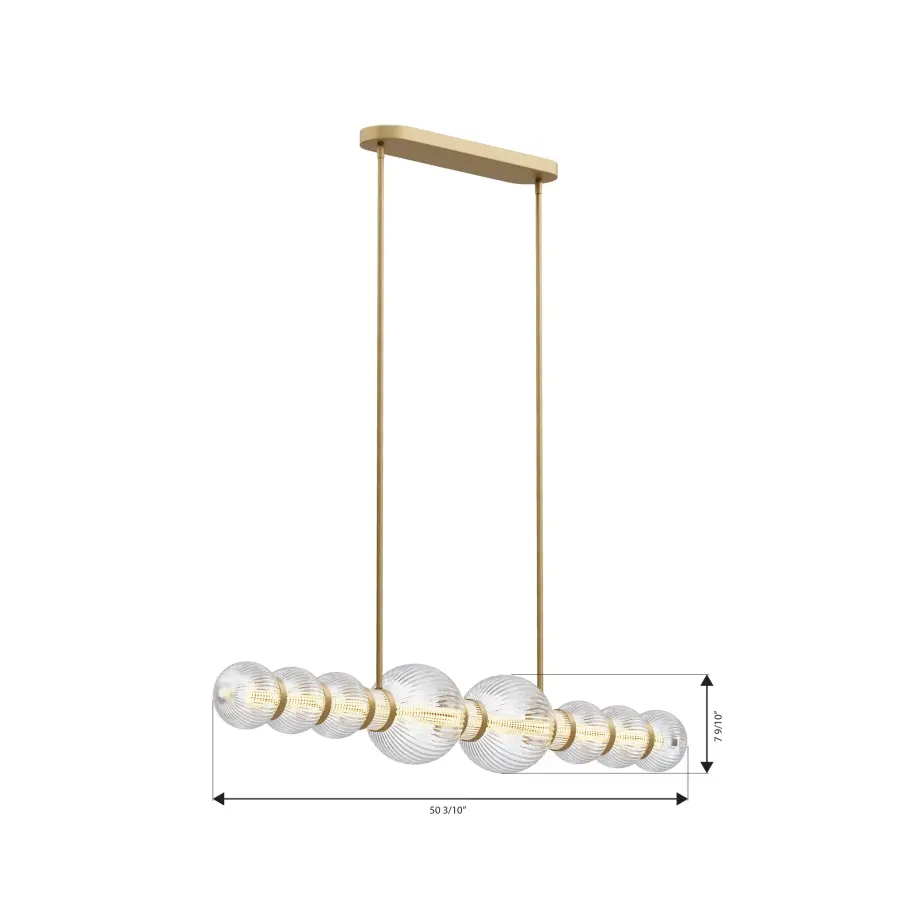 Cordel 50.25" LED Linear Chandelier in Legacy Brass - Image 2