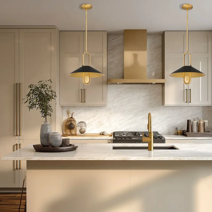 Goldenridge 15" Pendant Light in Matte Black and Legacy Brass - Image 5
