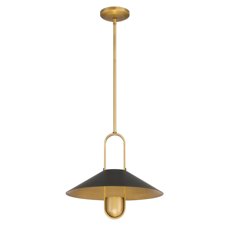 Goldenridge 15" Pendant Light in Matte Black and Legacy Brass - Image 6