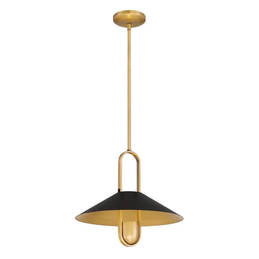 Goldenridge 15" Pendant Light in Matte Black and Legacy Brass - Image 9