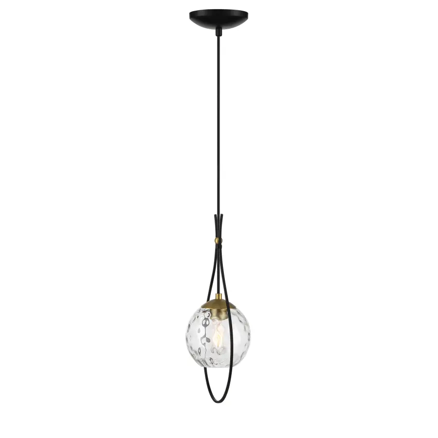 Cody Mini Pendant Light in Coal and Soft Brass - Image 1