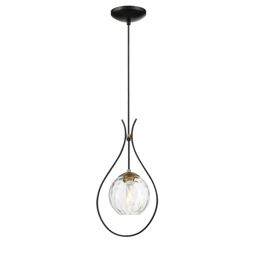 Cody Mini Pendant Light in Coal and Soft Brass - Image 2