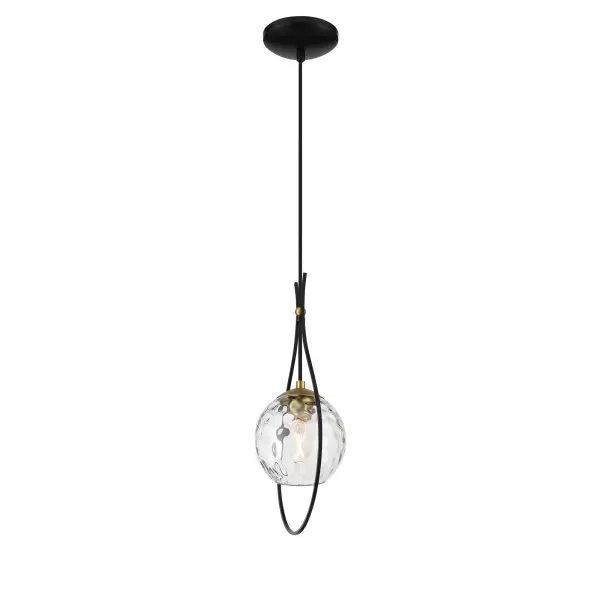 Cody Mini Pendant Light in Coal and Soft Brass - Image 4